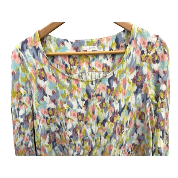 Pure Jill Women's Abstract Watercolor Print Round Neck Casual Smock Top Medium - Picture 2 of 6